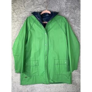 Vintage 80s CELLA Men's Large Rain Jacket Reversible Coat Waterproof BLUE GREEN